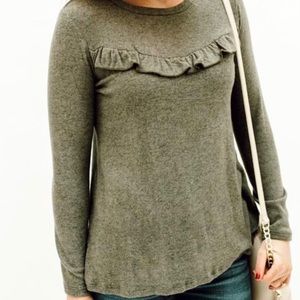 NWT Super Soft Cute Ruffle Detail &  Flattering LS
